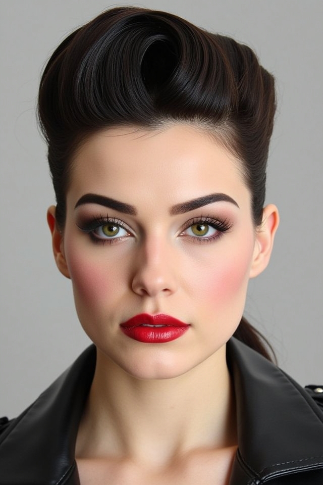 sleek voluminous rockabilly pompadour