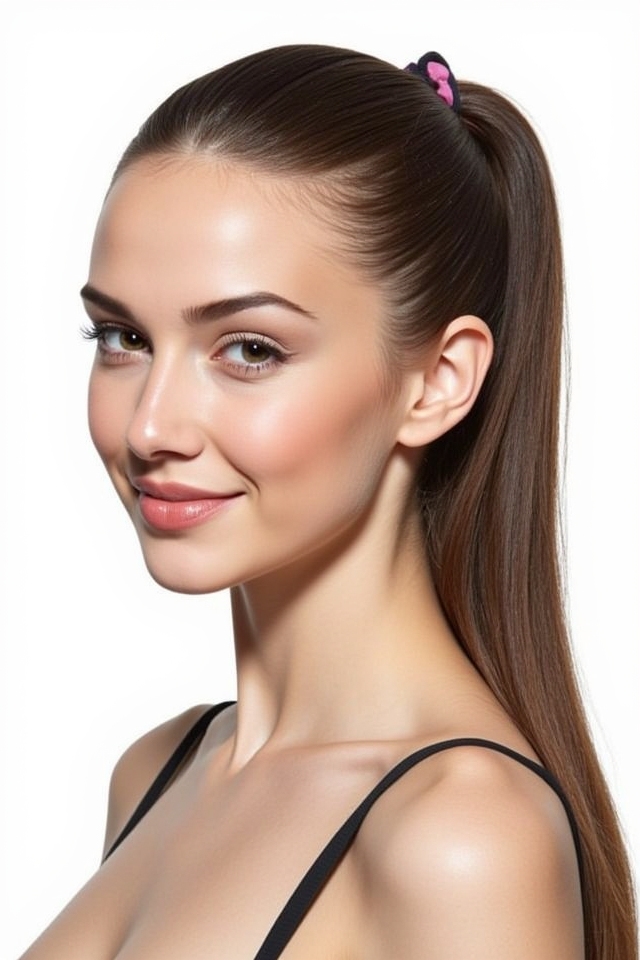 smooth high ponytail accentuates