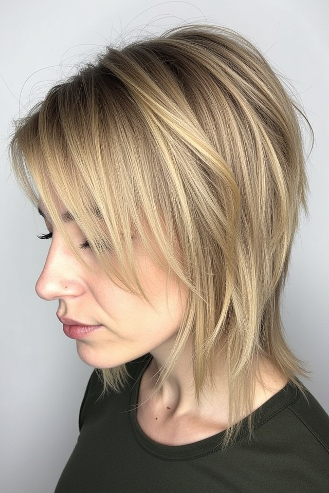 soft feathered mullet style
