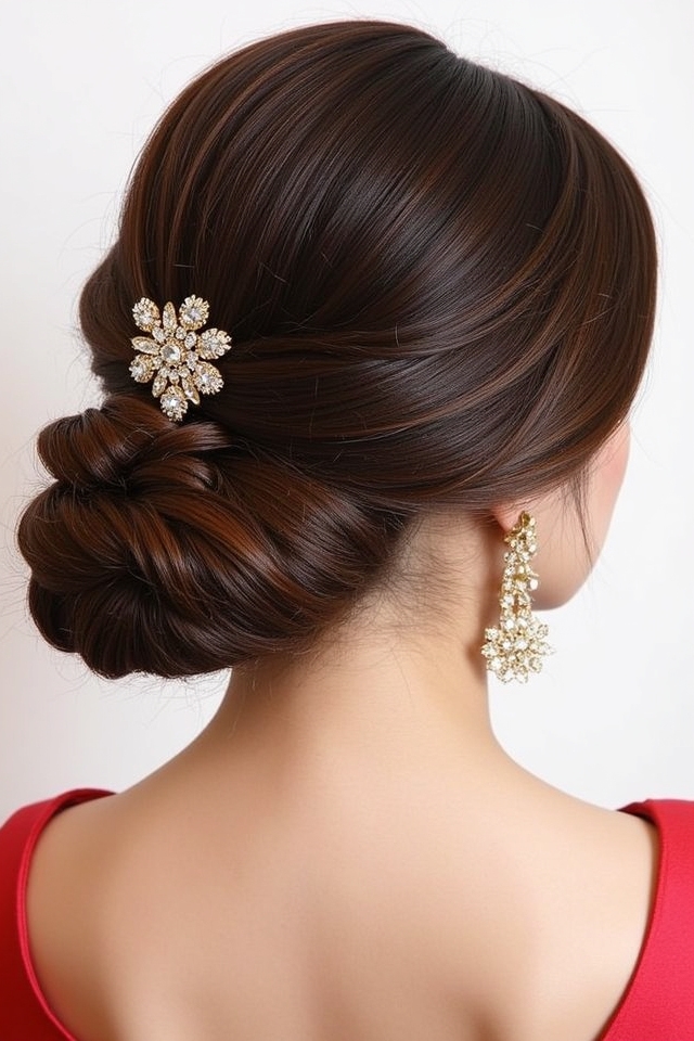 sophisticated low chignon style