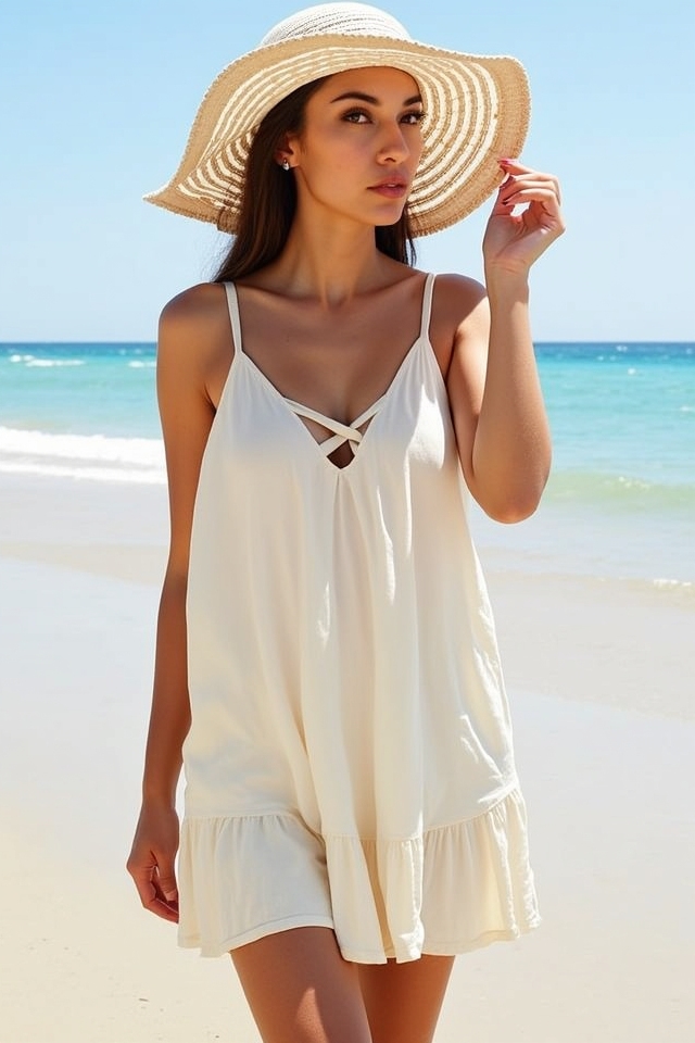 strappy sundress wide brim