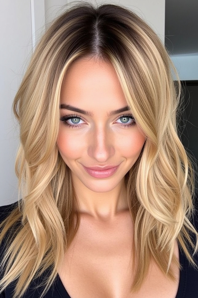 sun kissed honey blonde highlights