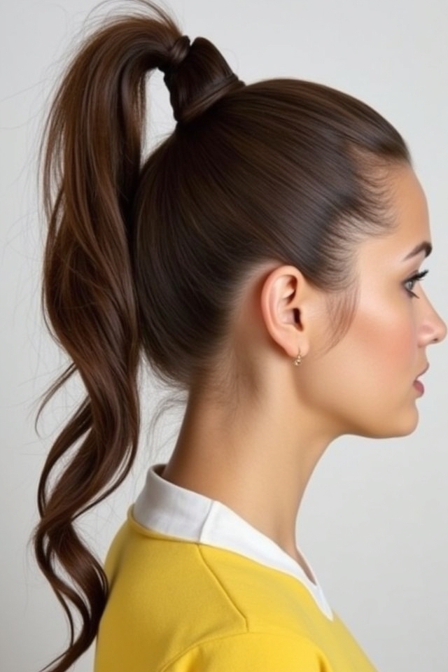 teased high volume ponytail