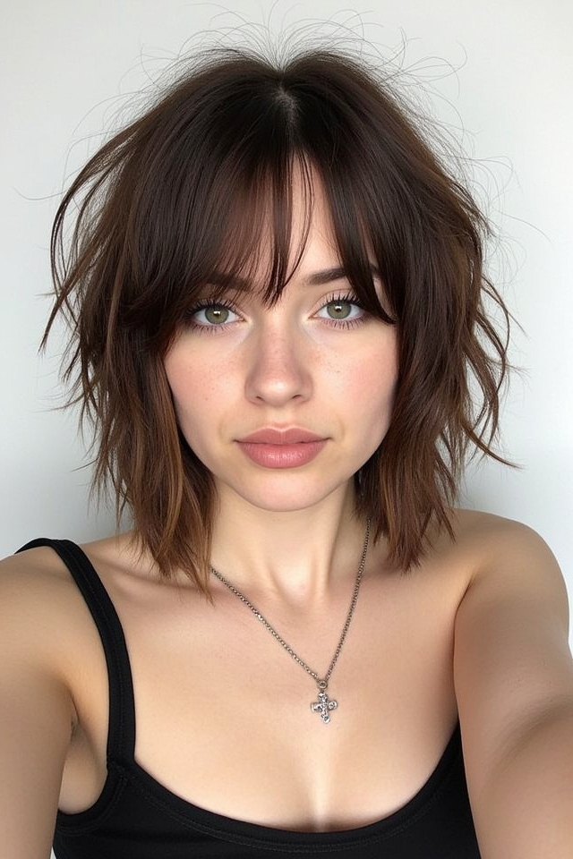 textured wolf cut wavy