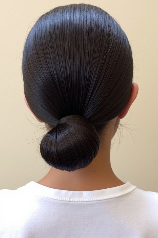 tight sleek low bun