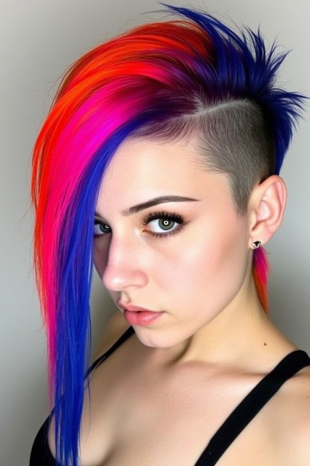 vibrant color pop mullet