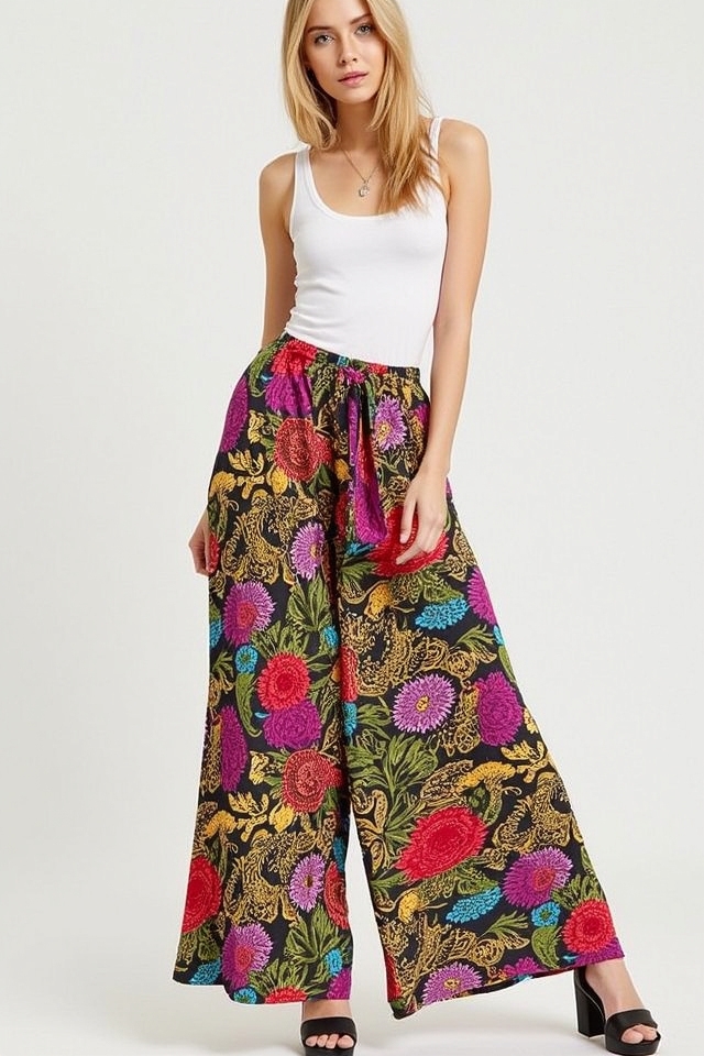 vibrant printed beach ensemble