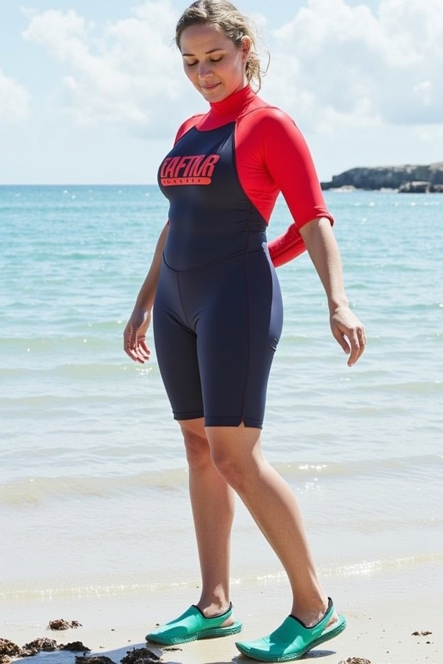 vibrant rash guard water shoes