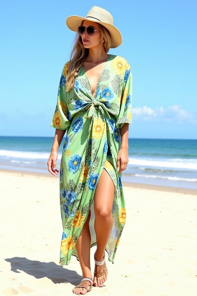 vibrant tropical beach kaftan