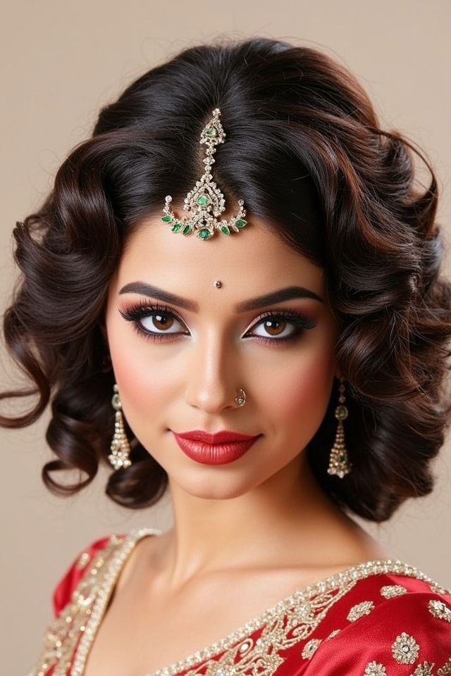 voluminous curls with tiara