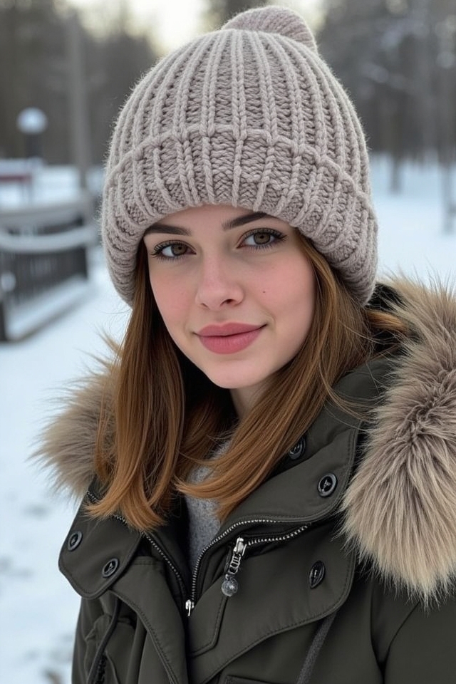 warm knit beanie parka