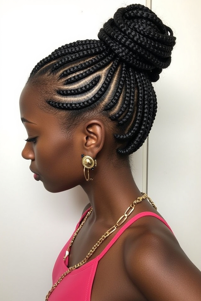 zigzag braids bun accent