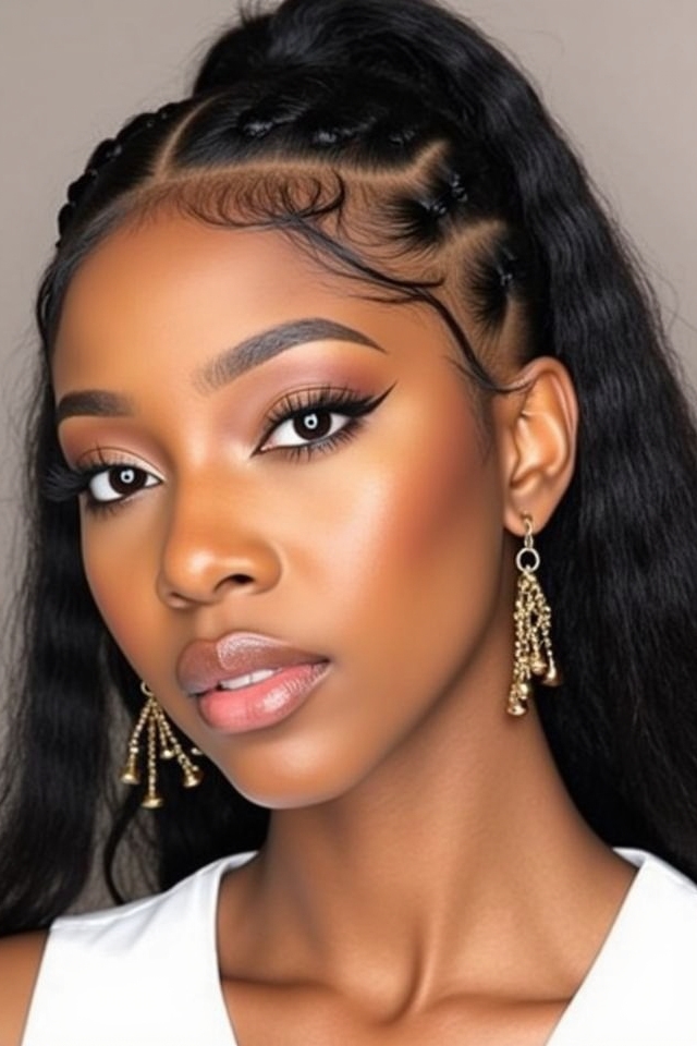 zigzag half up down style