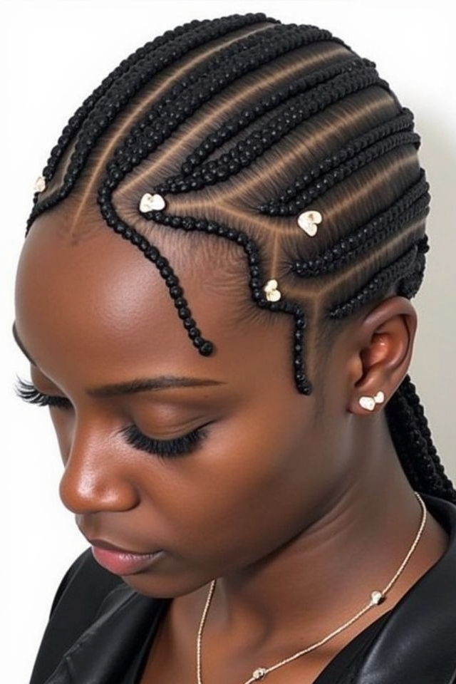 zigzag heart motif braids
