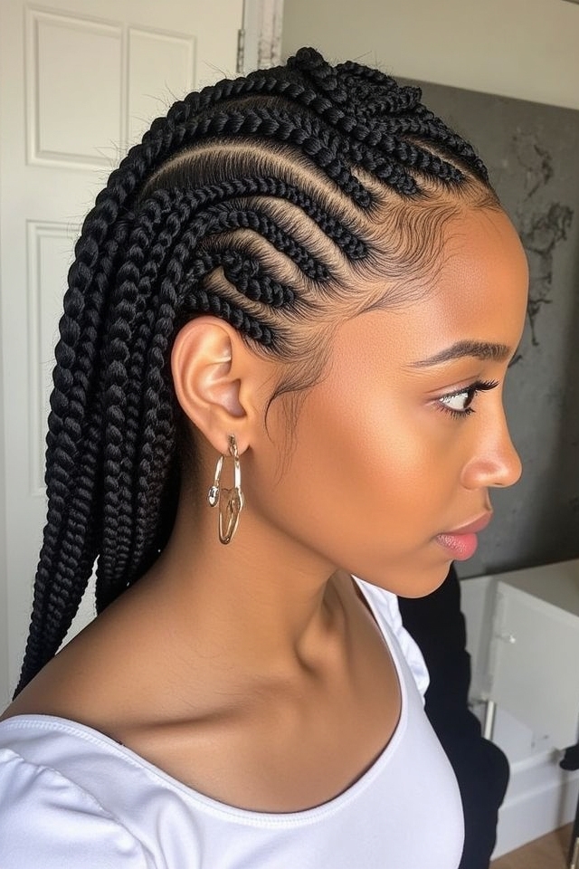 zigzag parted box braids