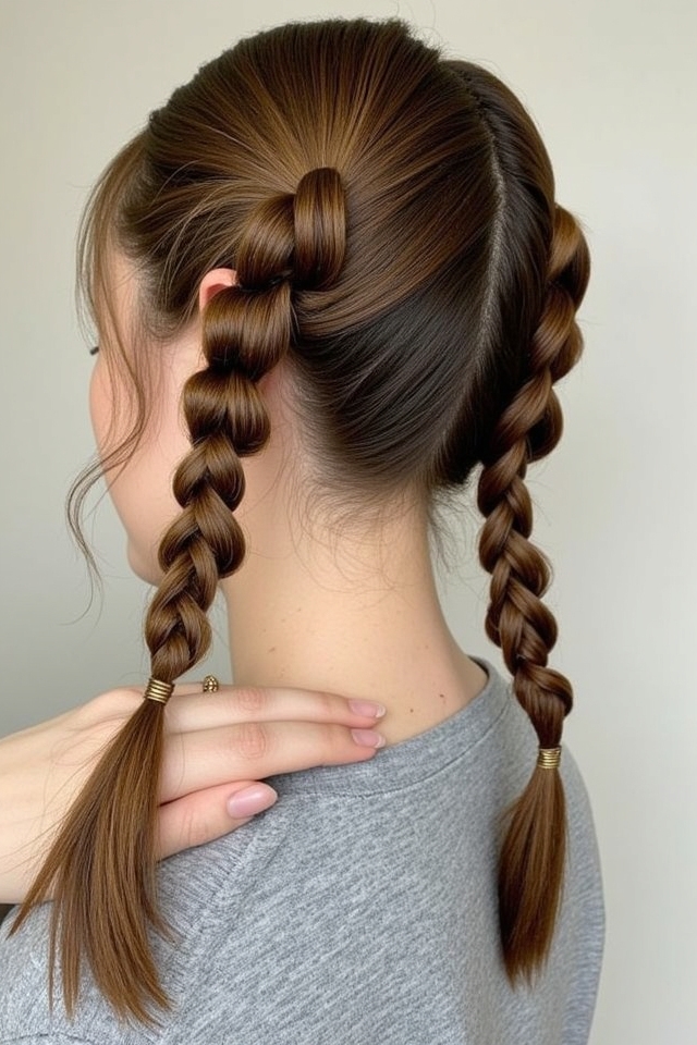zigzag parted ponytail hairstyle
