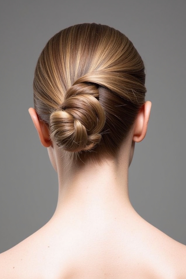zigzag parted sleek bun