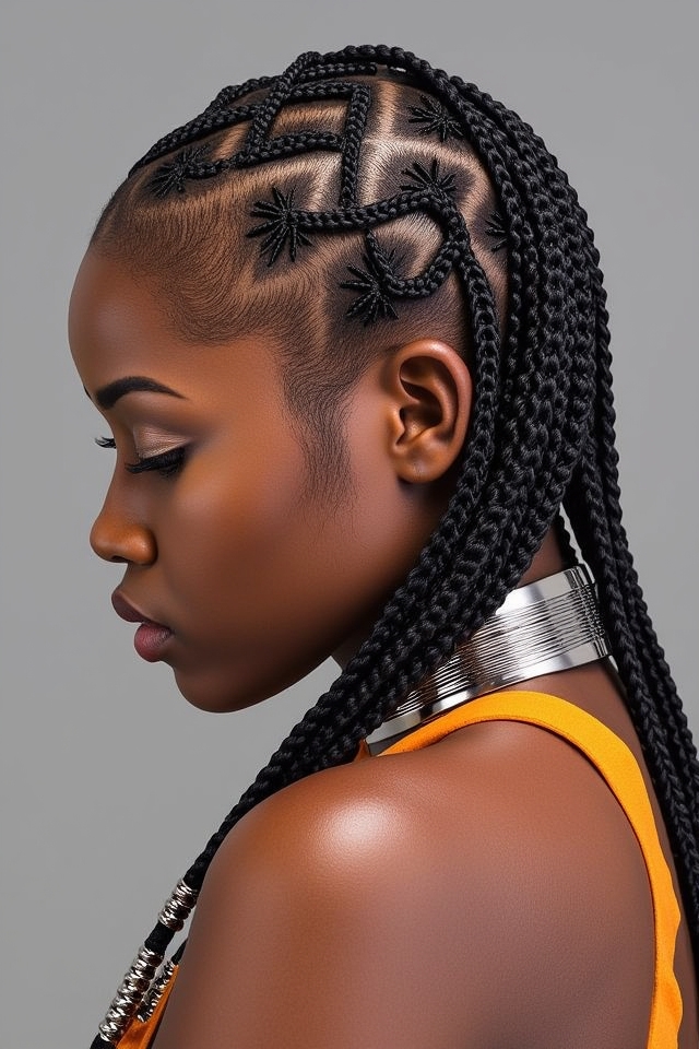 zigzag tribal cornrow braids