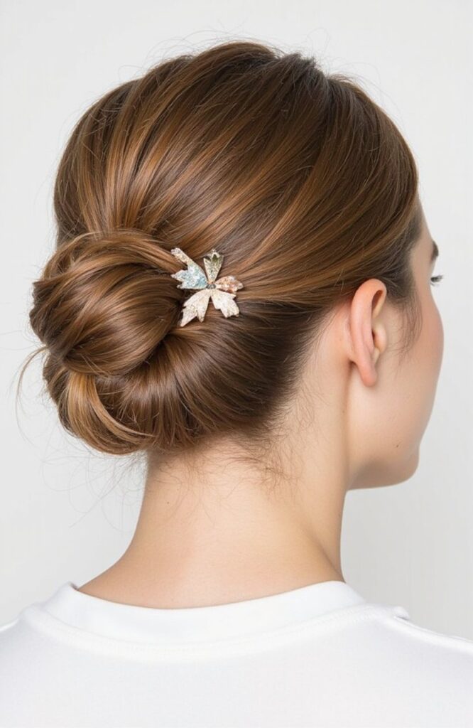 Neat Top Knot With Hair Clips