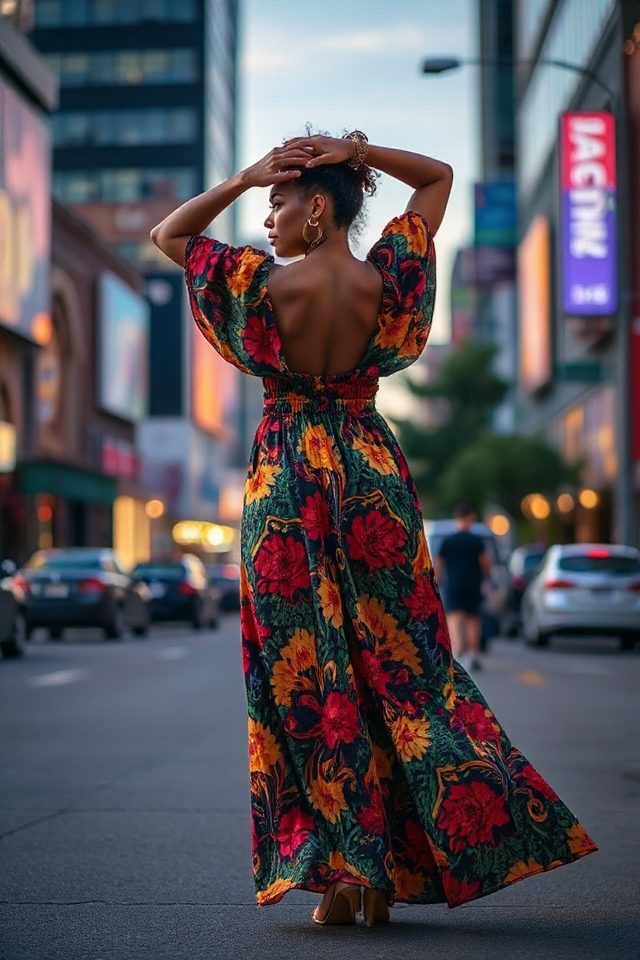 bold printed maxi dress