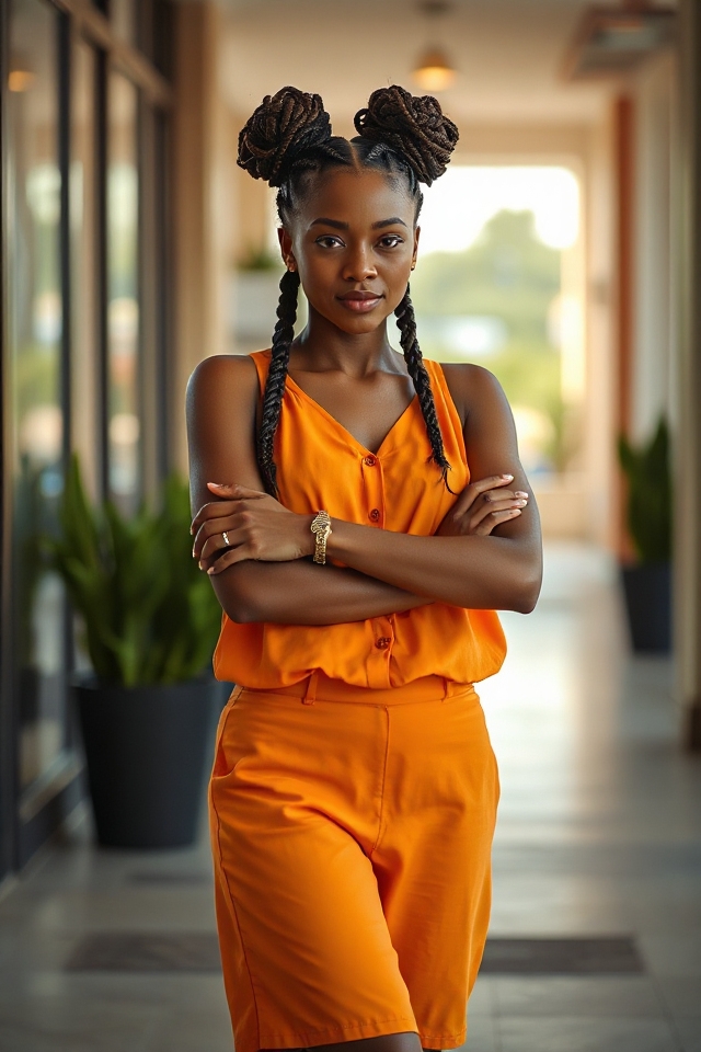 braided space buns hairstyle