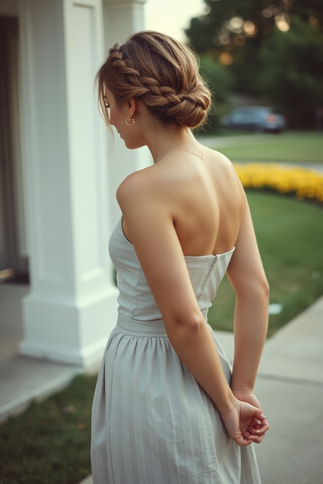 chic braided low bun