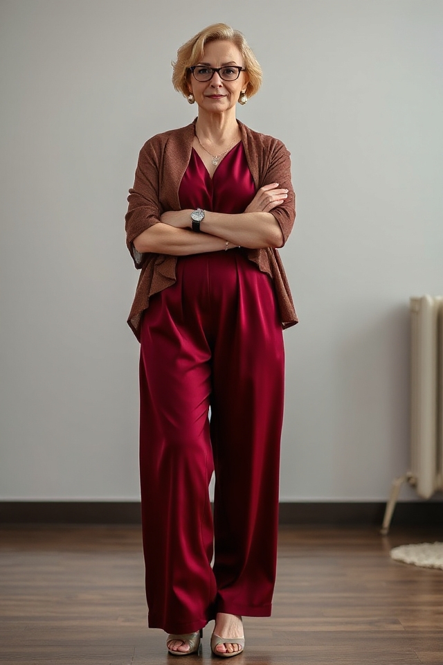 chic elegant jumpsuit with accessories