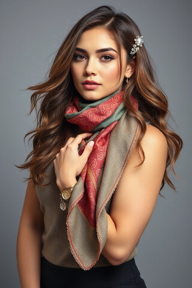 chic scarf hairstyle accent