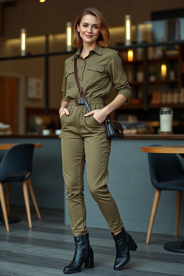 chic utility jumpsuit ensemble