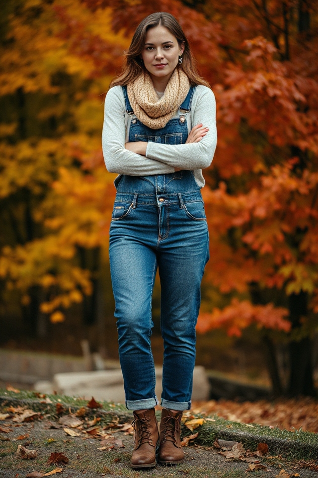 cozy denim overalls ensemble