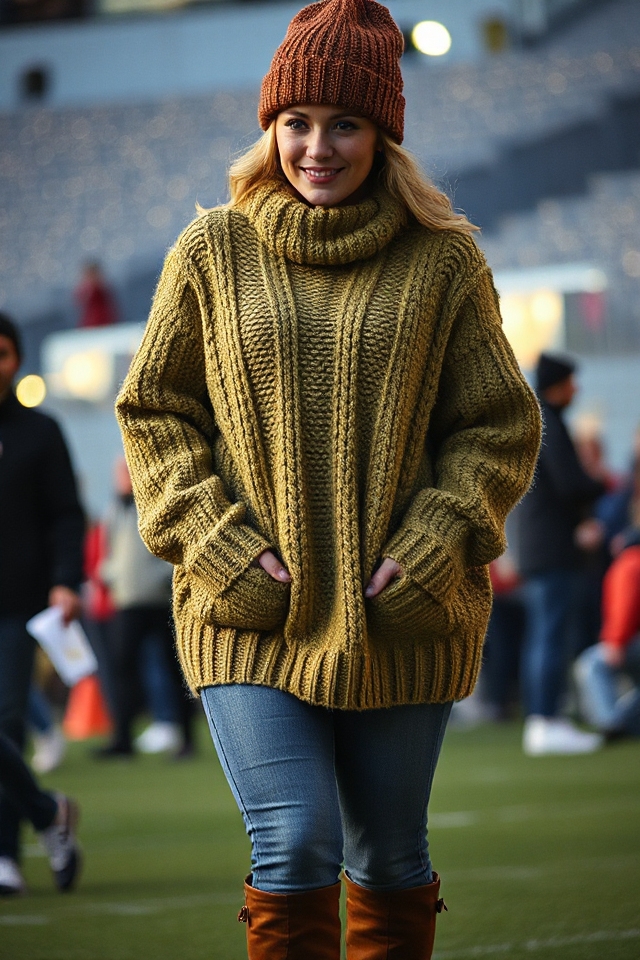cozy knit sweater outfit