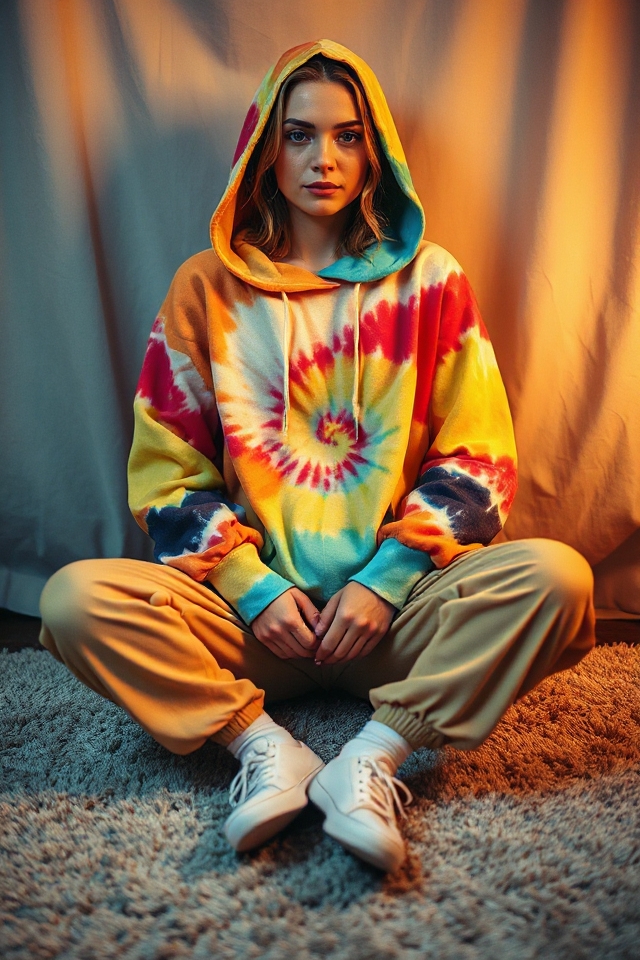 cozy tie dye gaming outfit