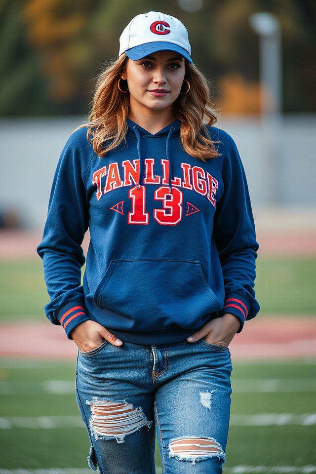 cozy varsity hoodie outfit
