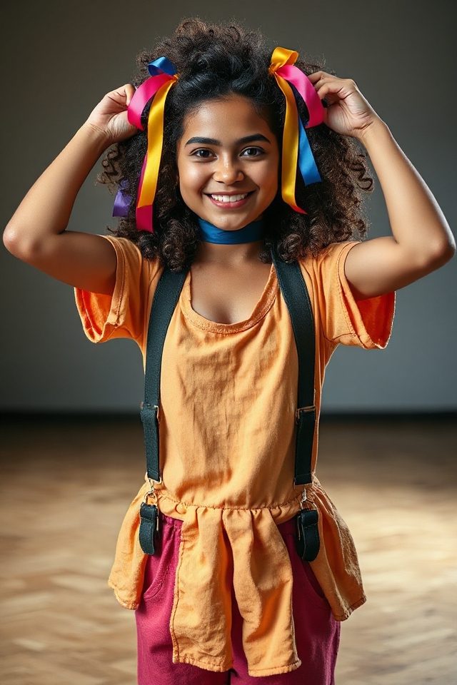 curly hair with ribbons