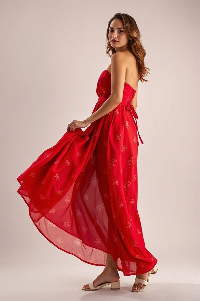 elegant red maxi dress