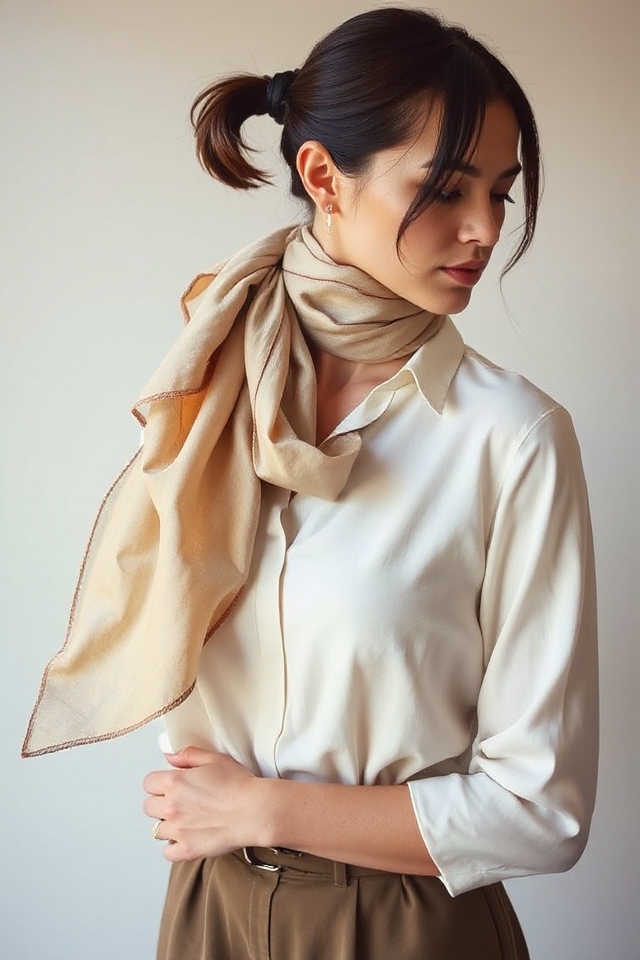 elegant scarf ponytail wrap