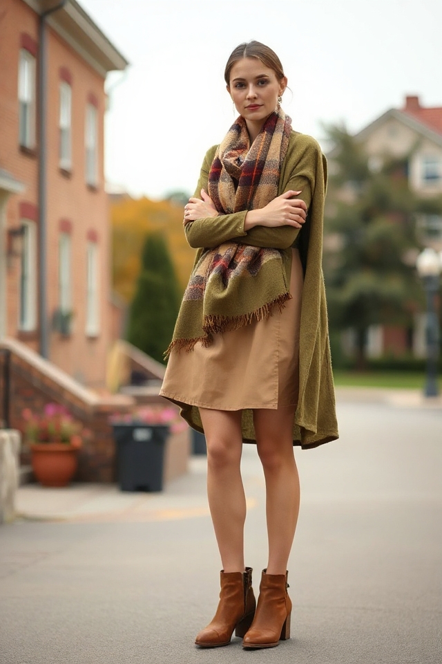 fall shift dress ensemble