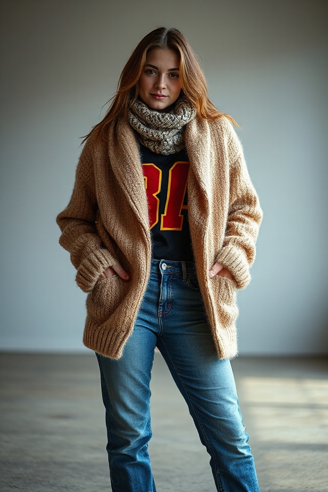 layered scarves for game day