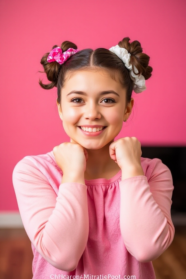 playful trendy hairstyle buns