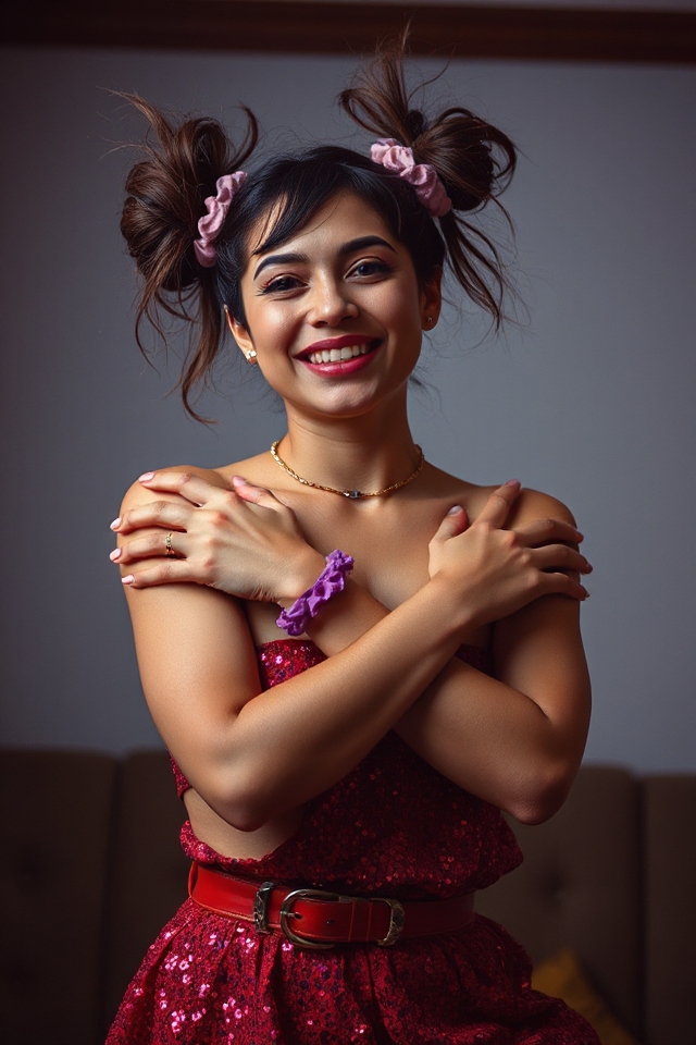 playful twisted buns hairstyle