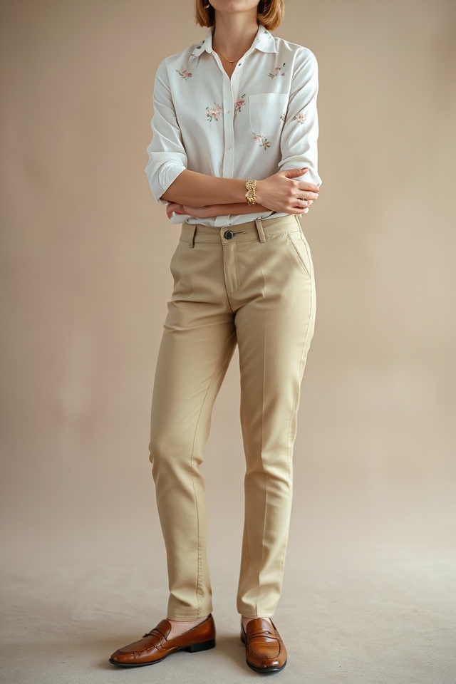 polished trousers crisp shirt