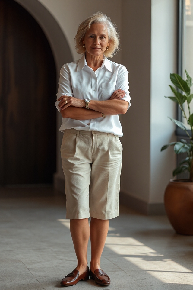 sophisticated tailored shorts outfit