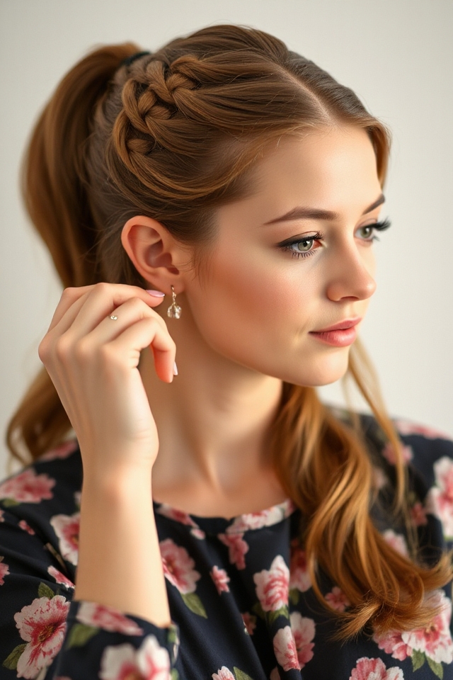 stylish half braid updo