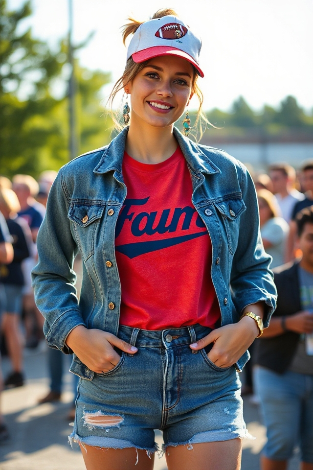 stylish tailgating jean outfit