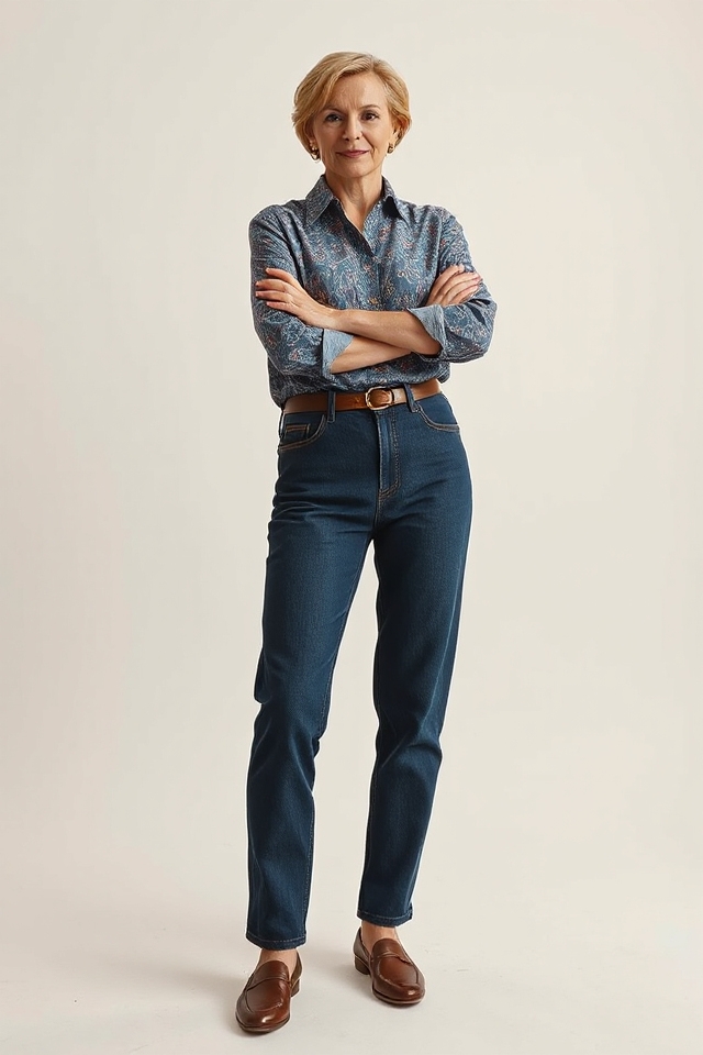 timeless denim and blouse