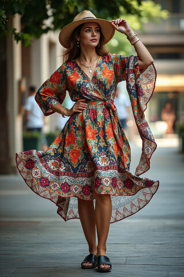 vibrant dress eclectic accessories