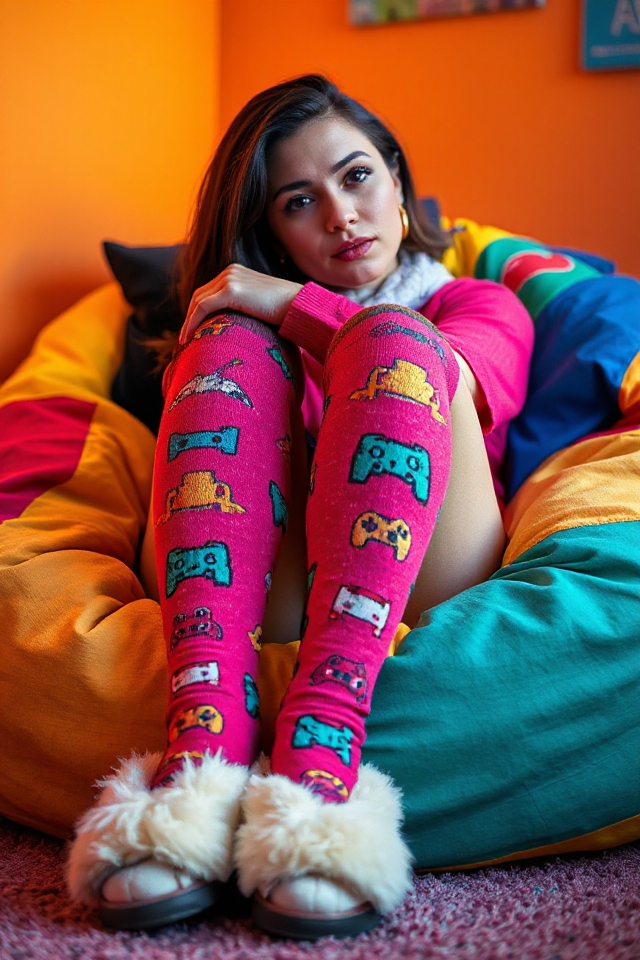 vibrant gaming socks slippers