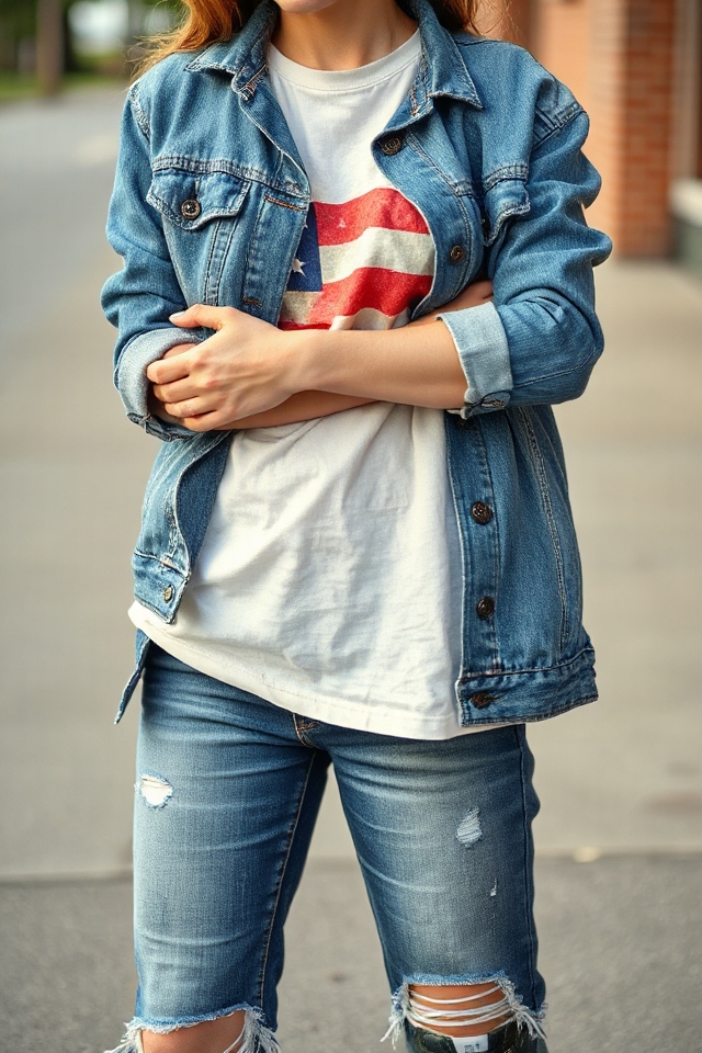 vintage t shirt denim jacket